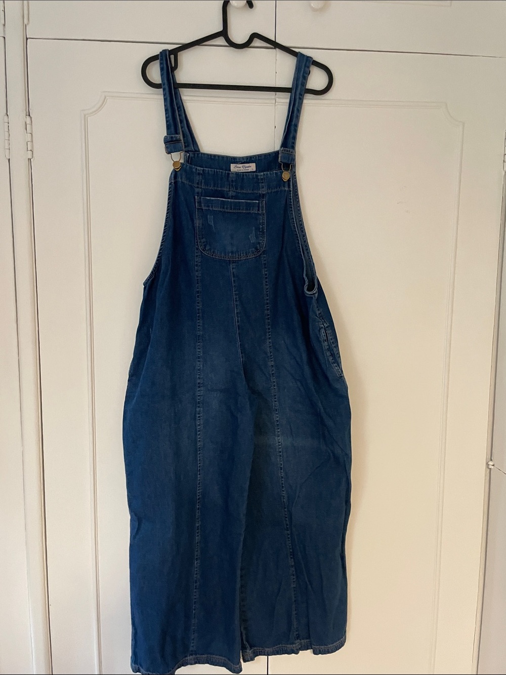 Denim Overall Dress with Front Pocket - Blue